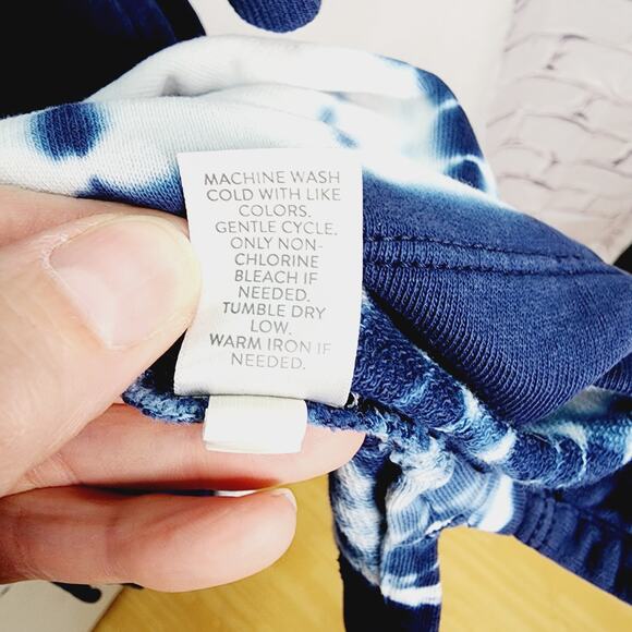 Pure Jill Organically Grown Cotton  BOHO Soft Knit Blue Tie Die Sweatshirt Dress - Picture 9 of 11